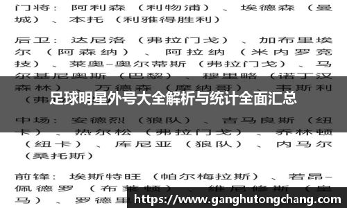 足球明星外号大全解析与统计全面汇总